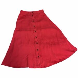 O'Neill Lightweight Button Down Midi Skirt Size 0 Melon Coral Red Flowy